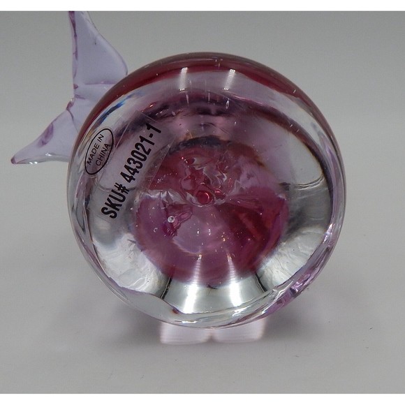 Art Glass Pink Dolphin on Ball Paperweight Desk Figurine 7 Inch - Picture 11 of 14